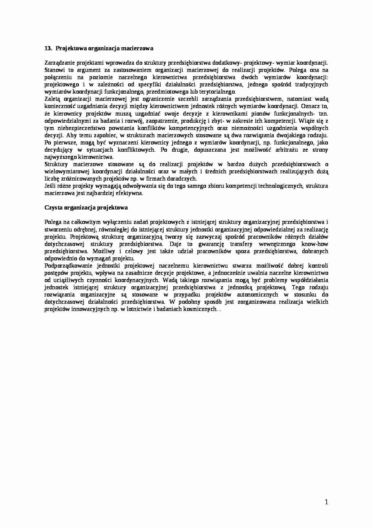 Projektowa organizacja macierzowa - strona 1