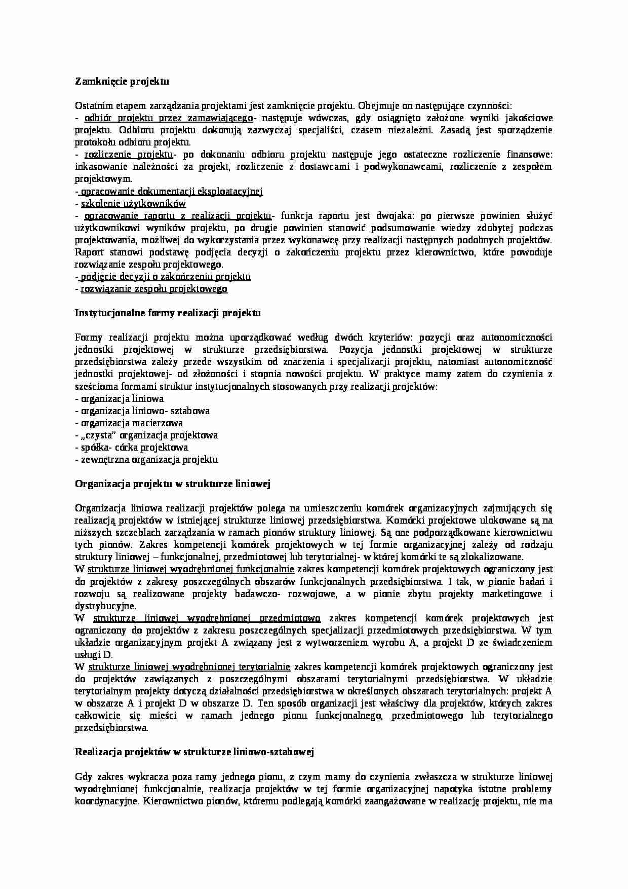 Zamknięcie projektu - strona 1