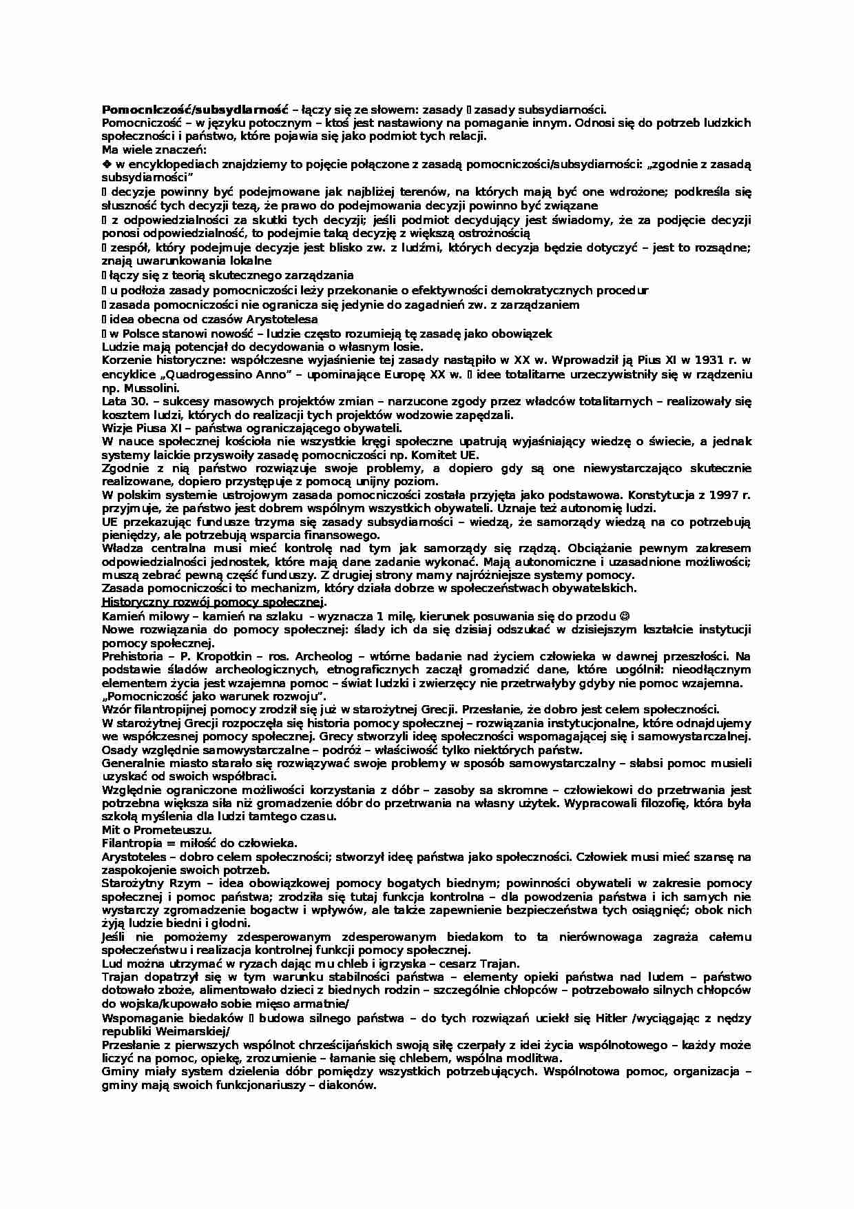 Pomocniczość/ subsydiarność - wykład - strona 1