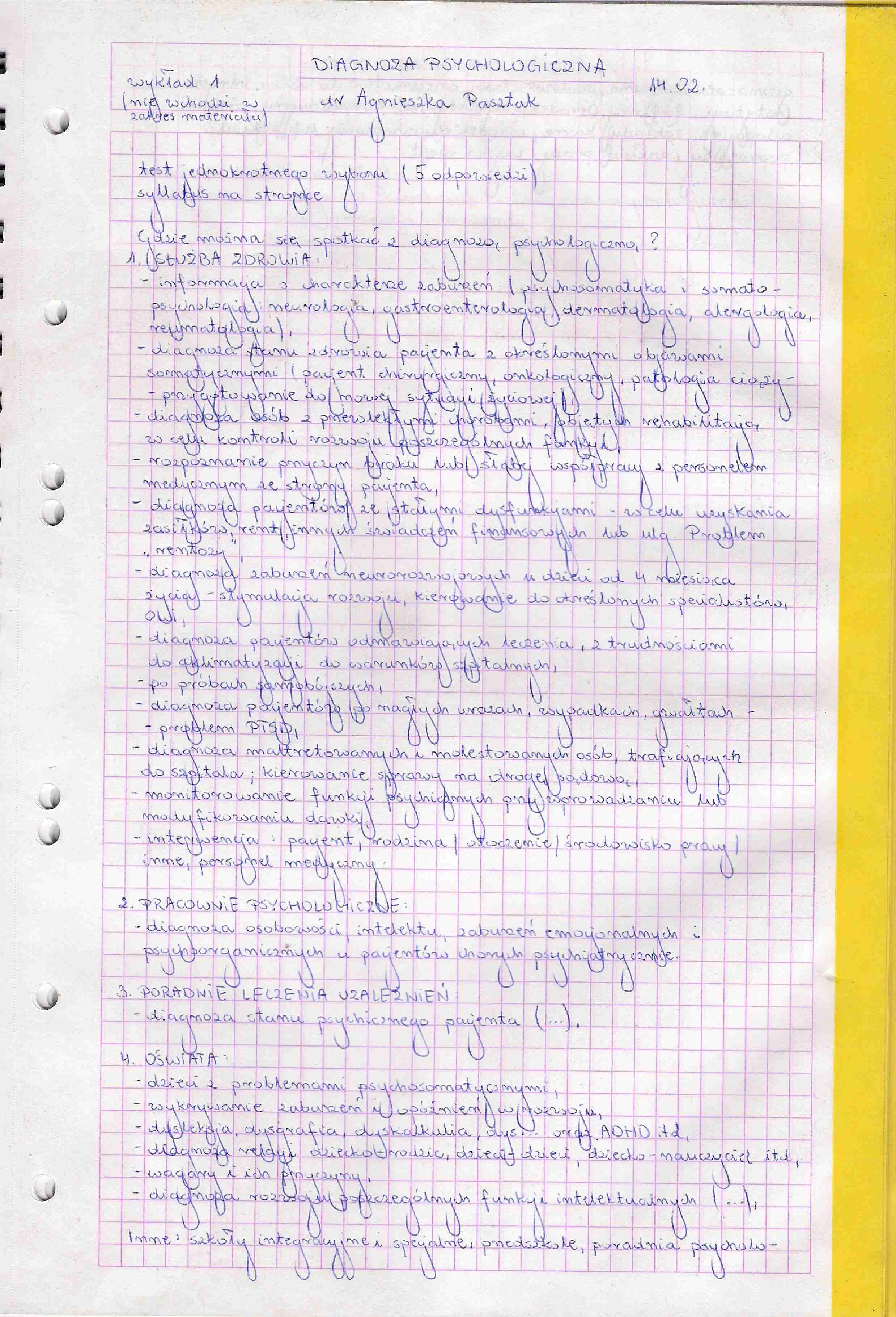 Diagnoza psychologiczna - wykład 1 - strona 1