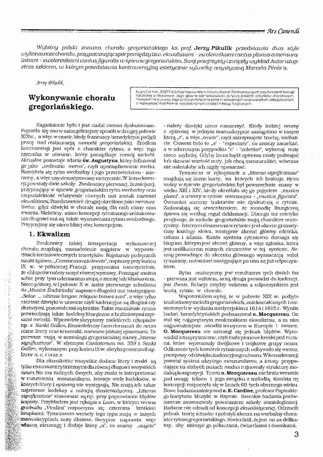Jerzy Pikulik - Wykonywanie chorału gregoriańskiego - strona 1