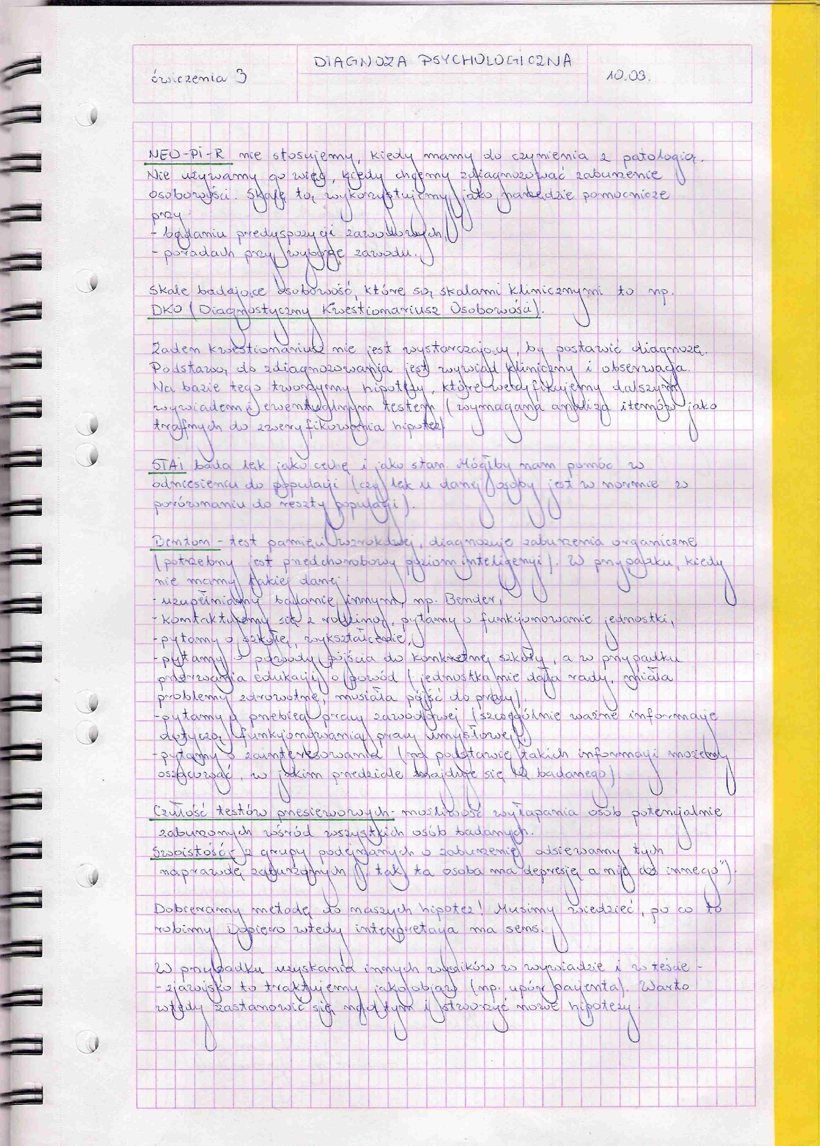 Diagnoza psychologiczna - ćwiczenia 3 - strona 1