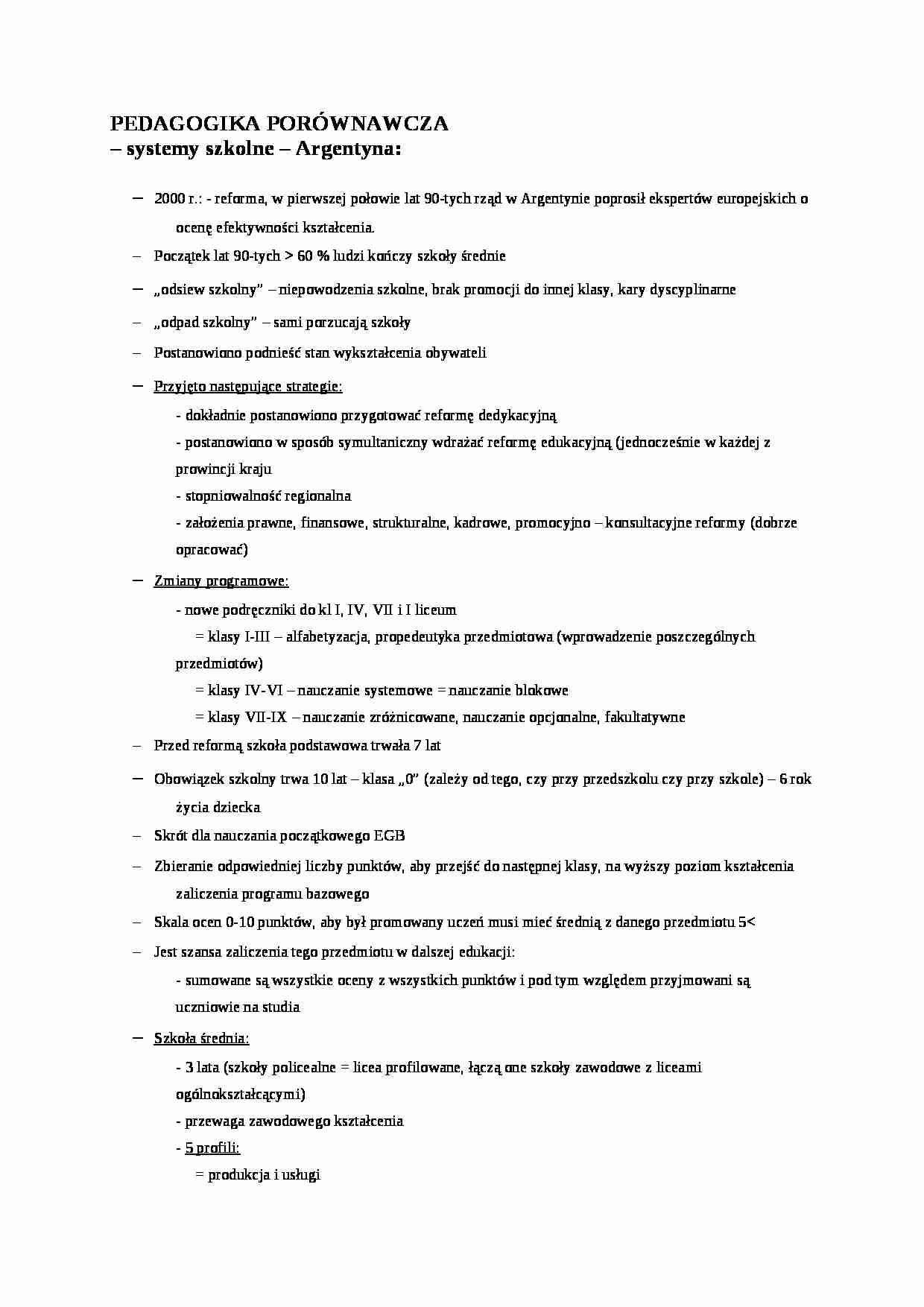 Pedagogika w Argentynie - wykład - strona 1