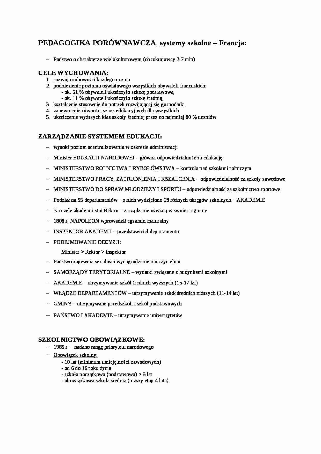 Pedagogika we Francji - wykład - strona 1