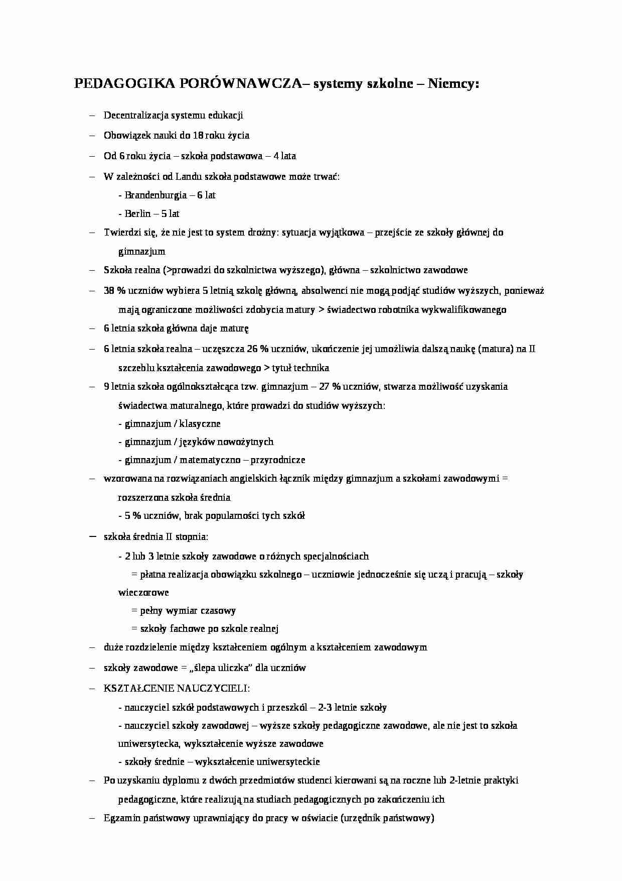 Niemcy szkolnictwo - wykład - strona 1