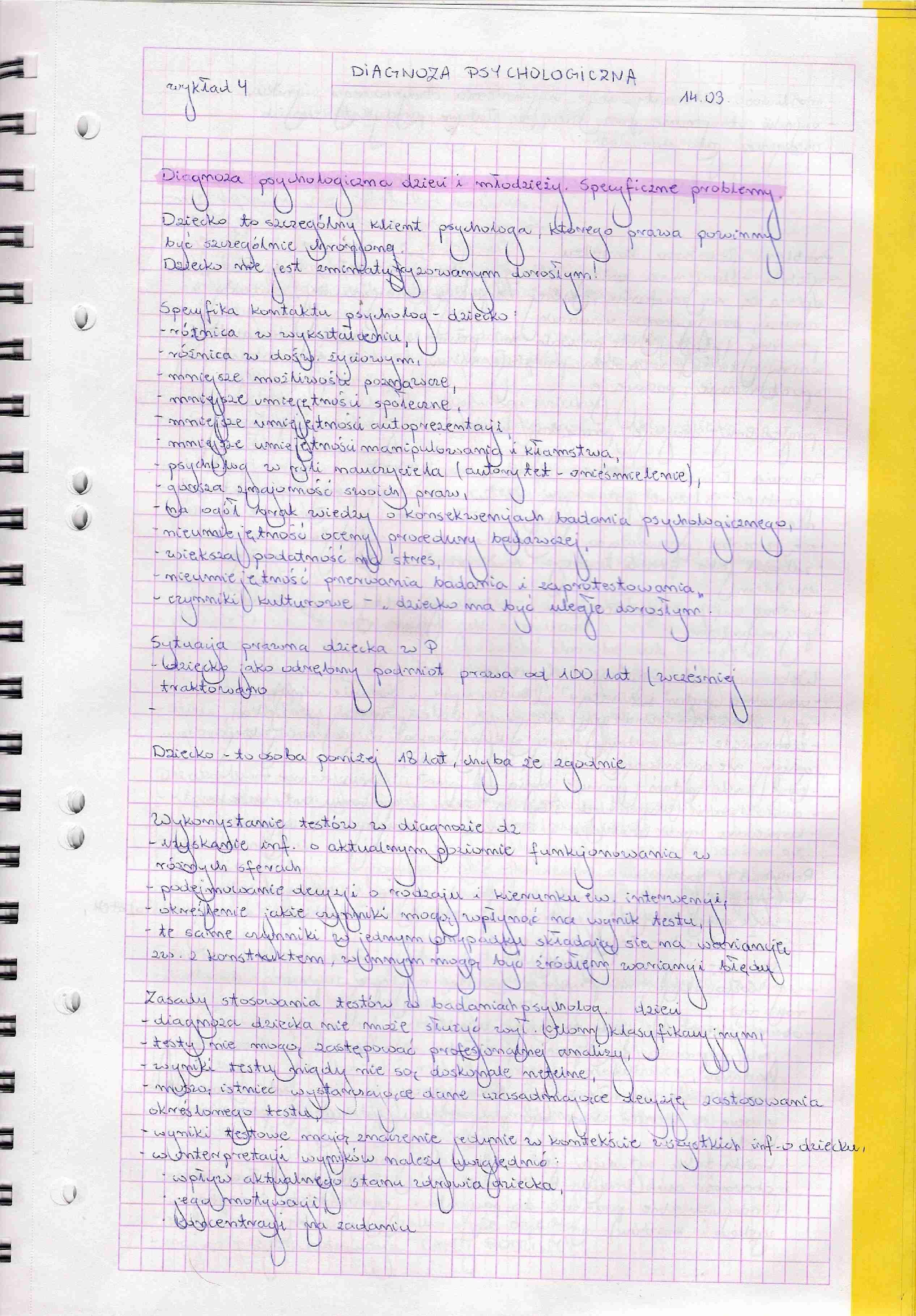 Diagnoza psychologiczna - wykład 4 - strona 1