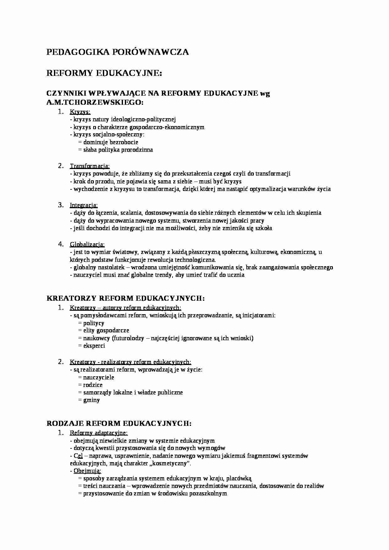 reformy oświaty - wykład - strona 1