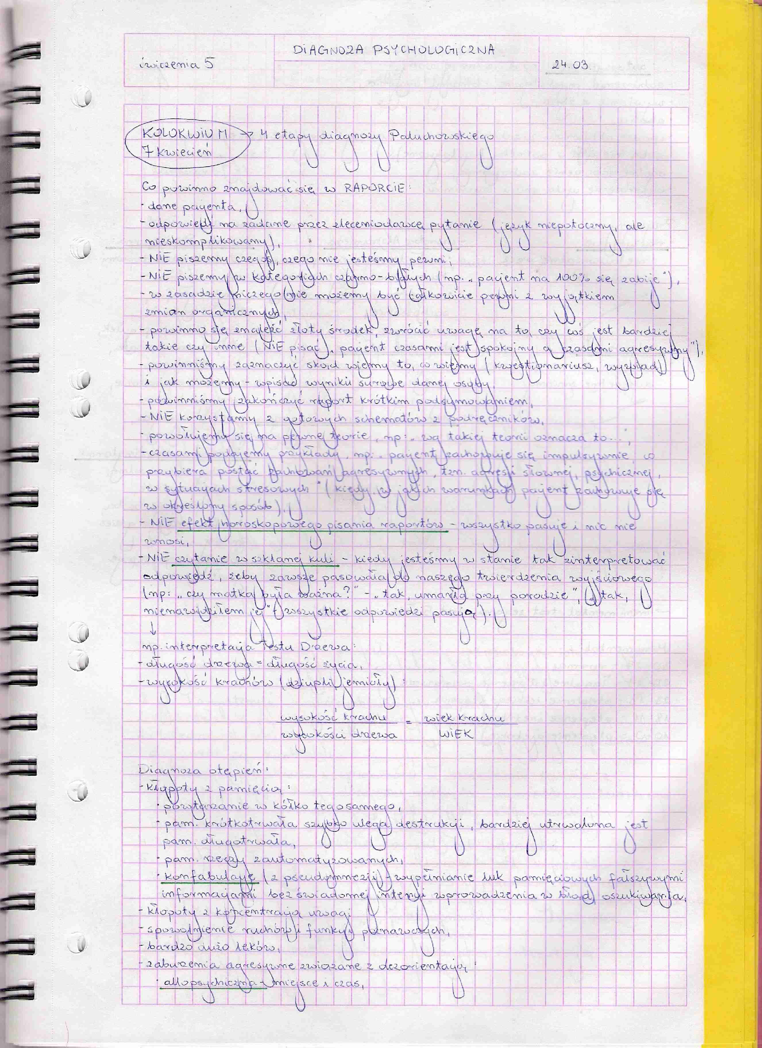 Diagnoza psychologiczna - ćwiczenia 5 - strona 1