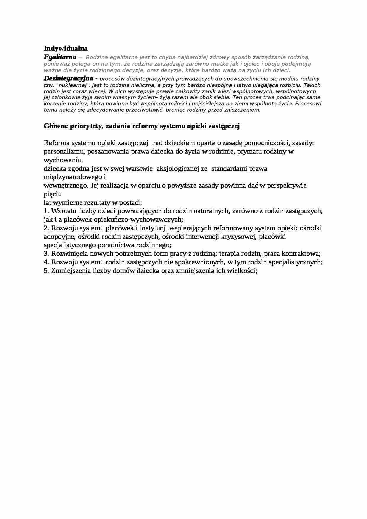 Indywidualna rodzina egalitarna - wykład  - strona 1