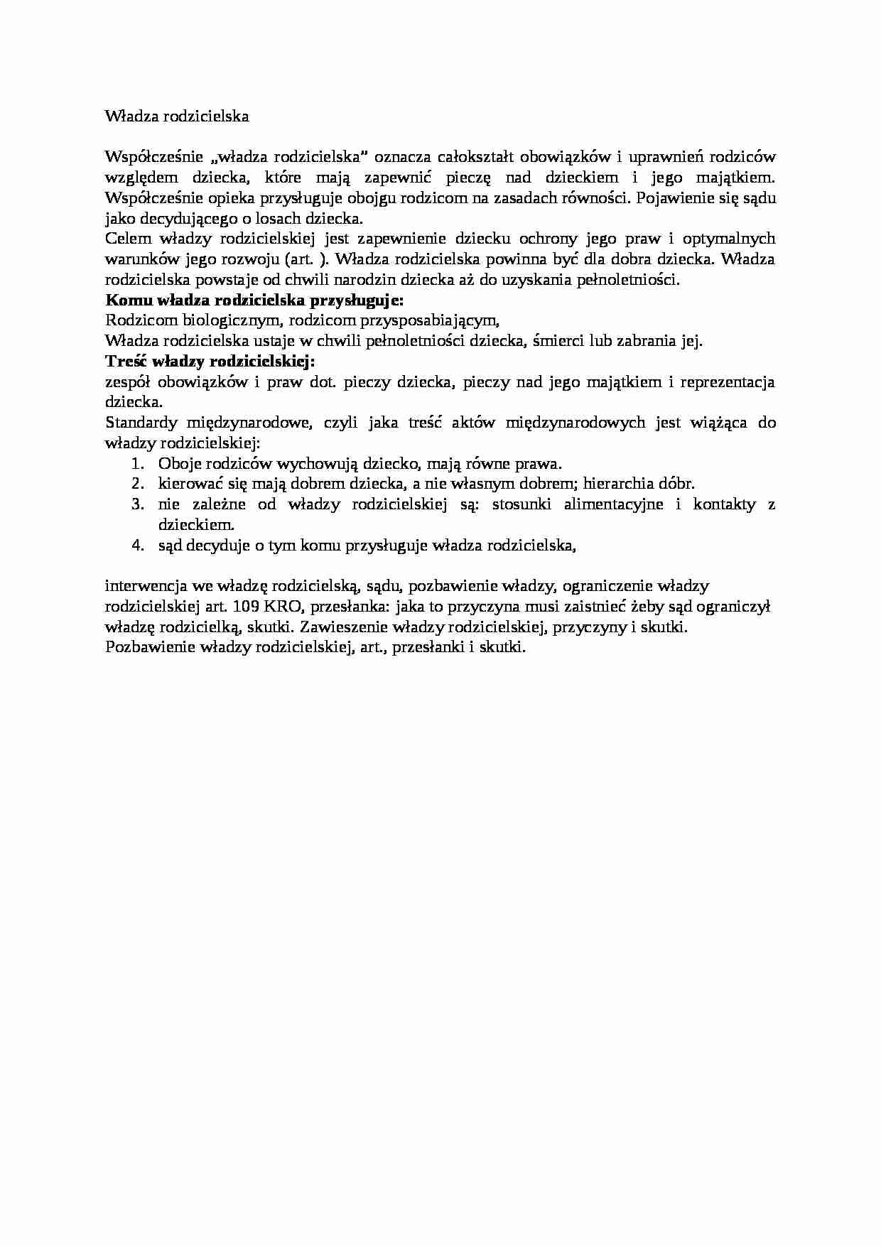 Władza rodzicielska - wykład - strona 1