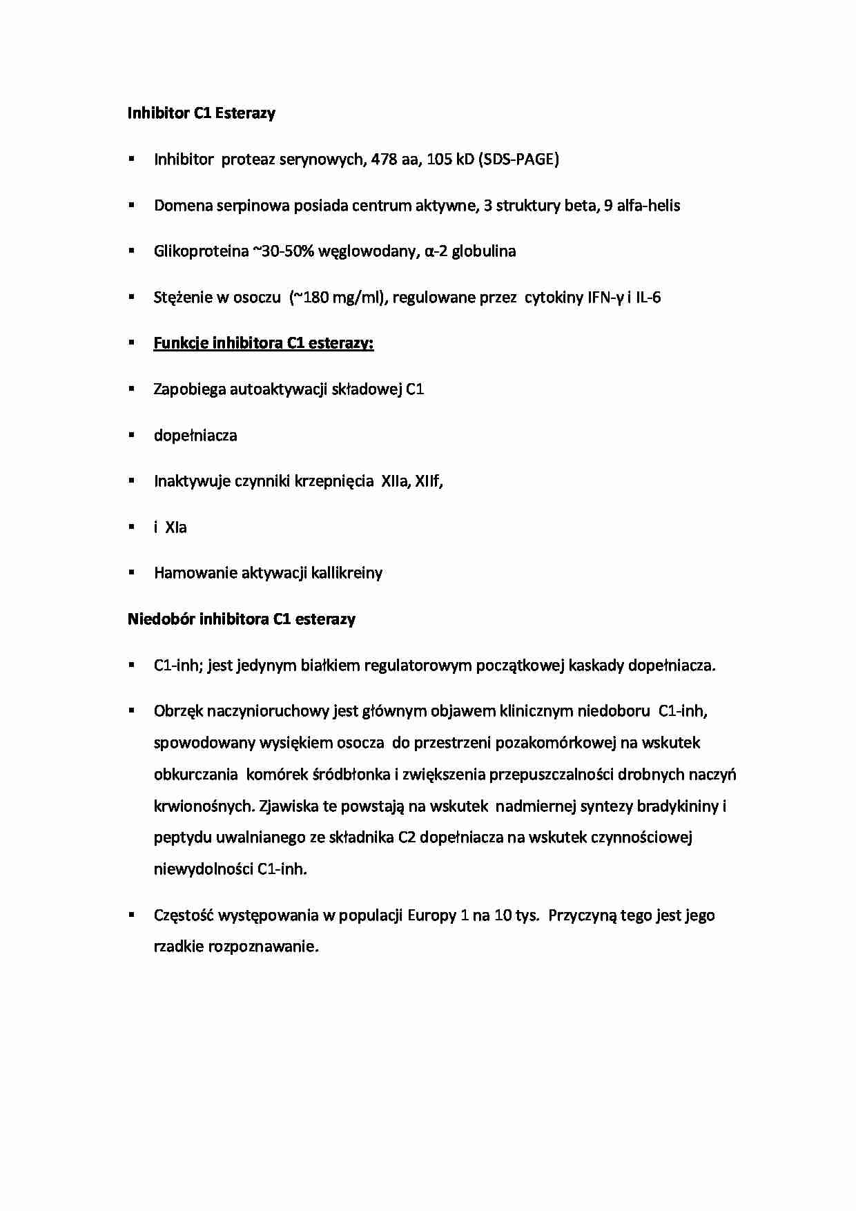 Inhibitor C1 Esterazy - strona 1