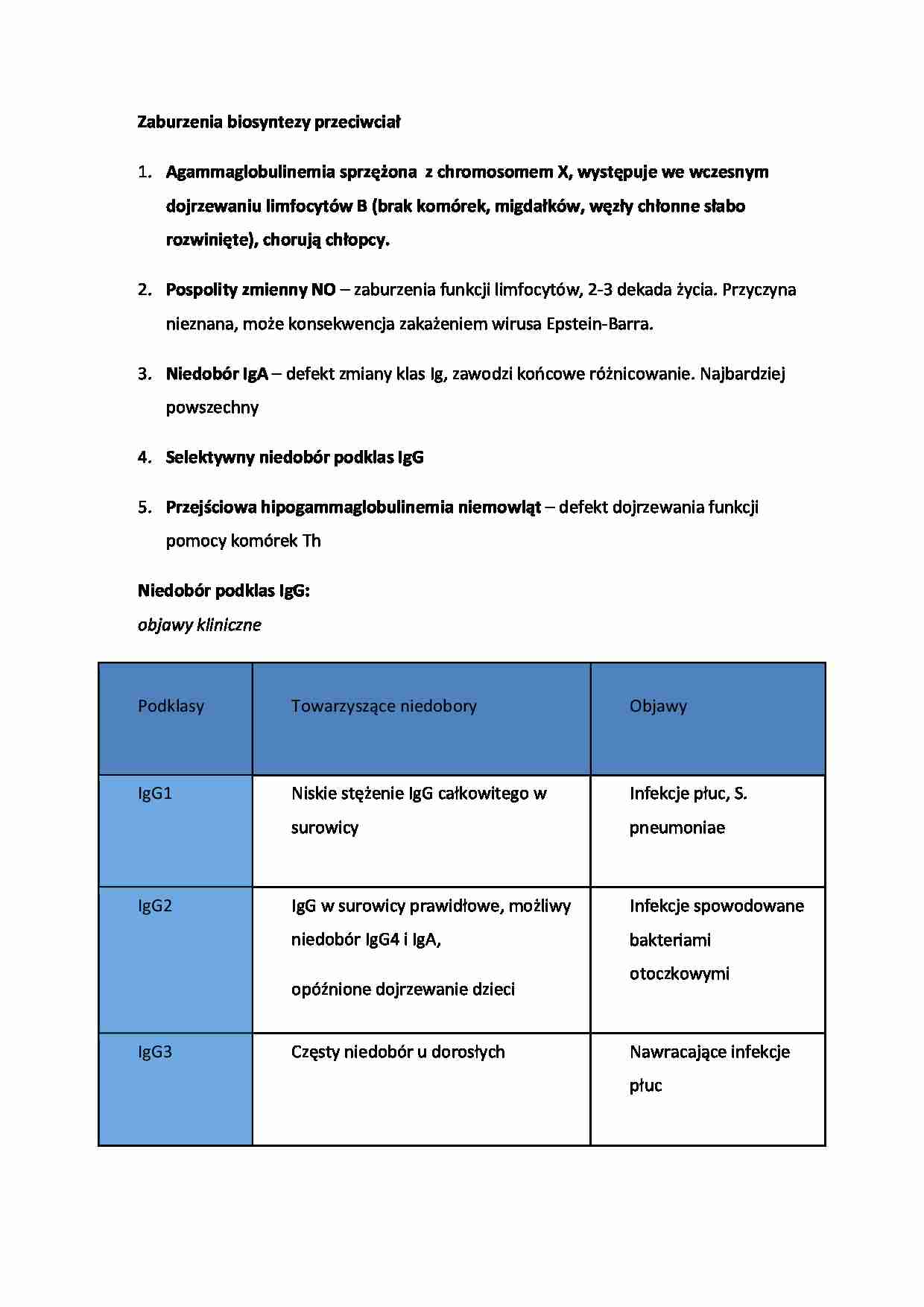 Zaburzenia biosyntezy przeciwciał - strona 1