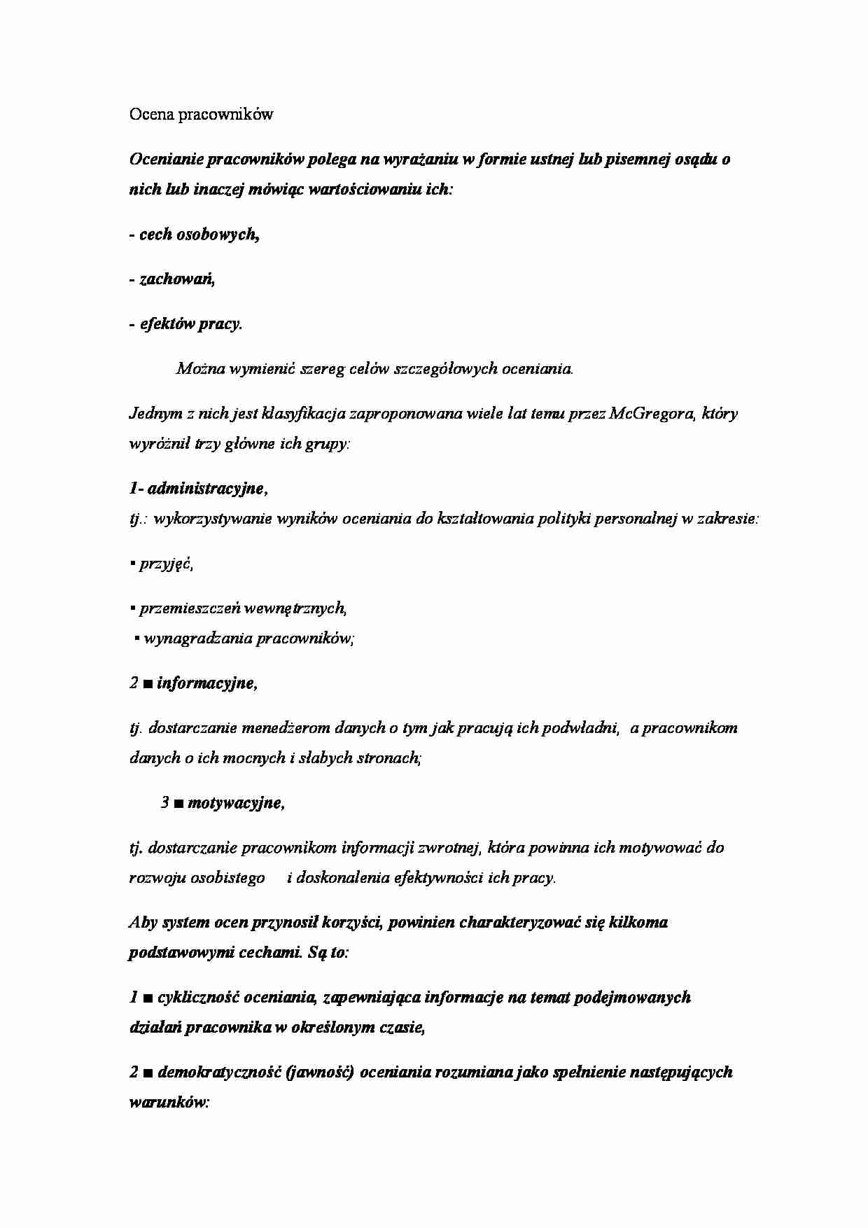 Ocena pracowników - Mc Gregor - strona 1