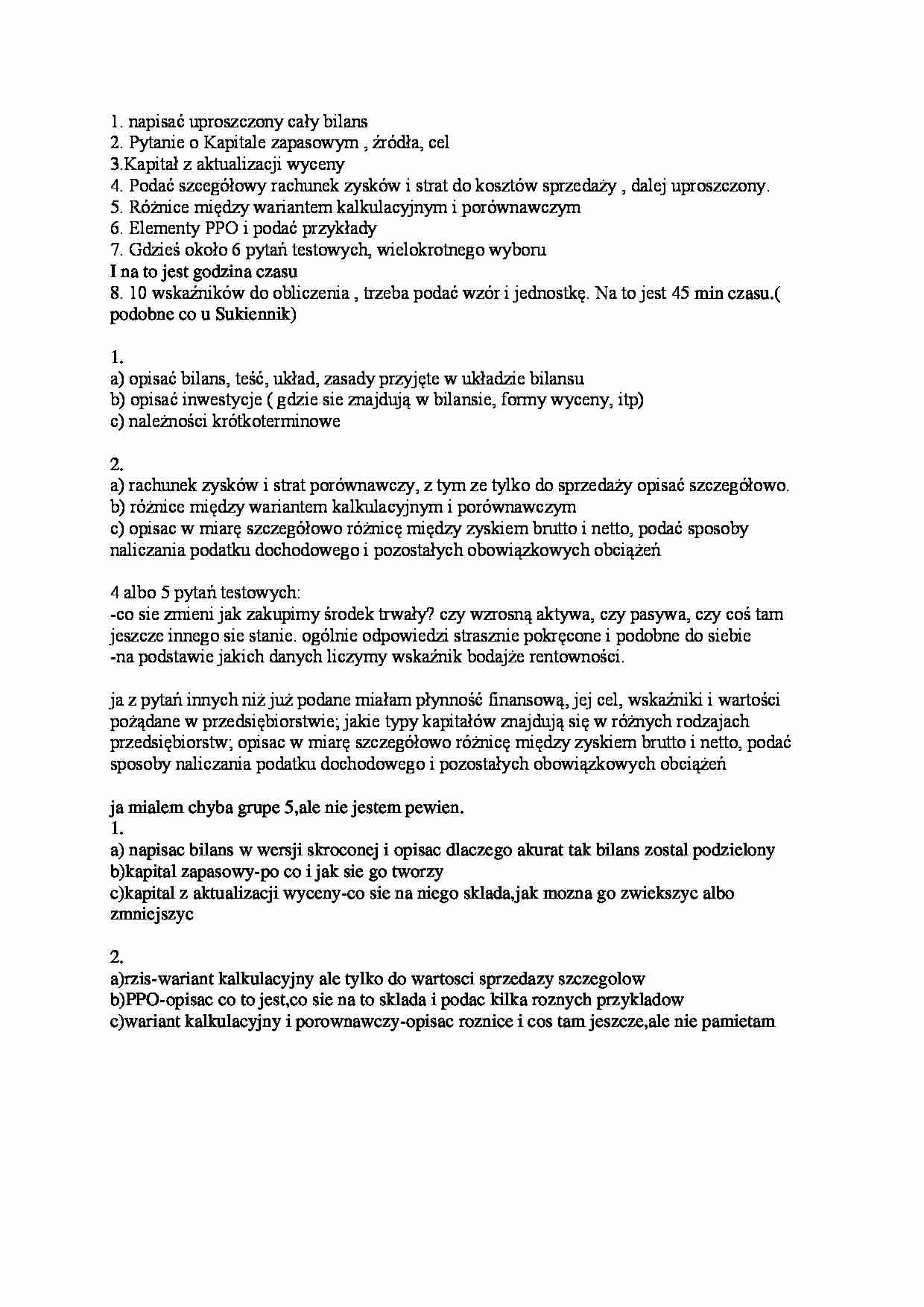 Pytania na egzamin - Bilans - strona 1