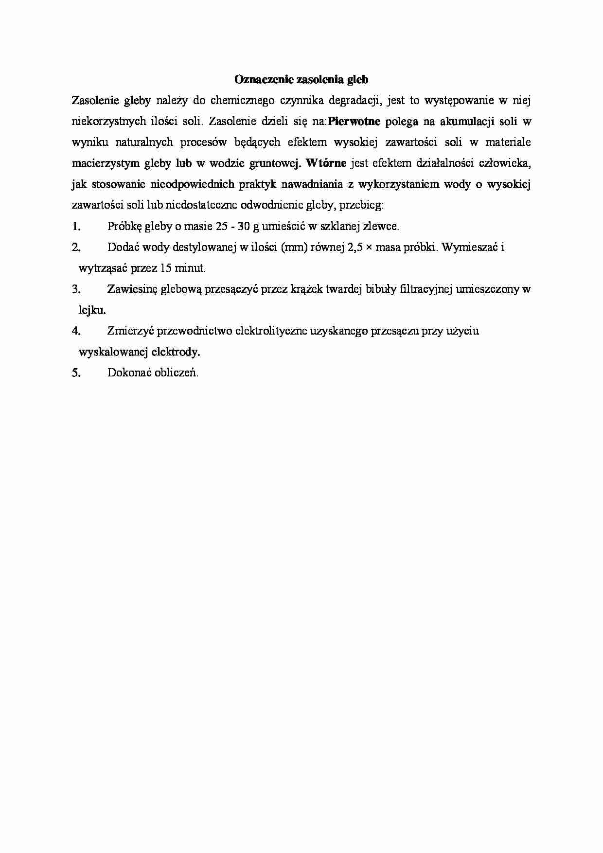 Oznaczenie zasolenia gleb - strona 1