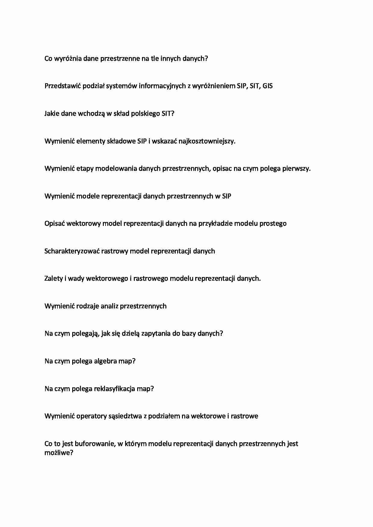 Pytania na egzamin - System informacyjny - strona 1