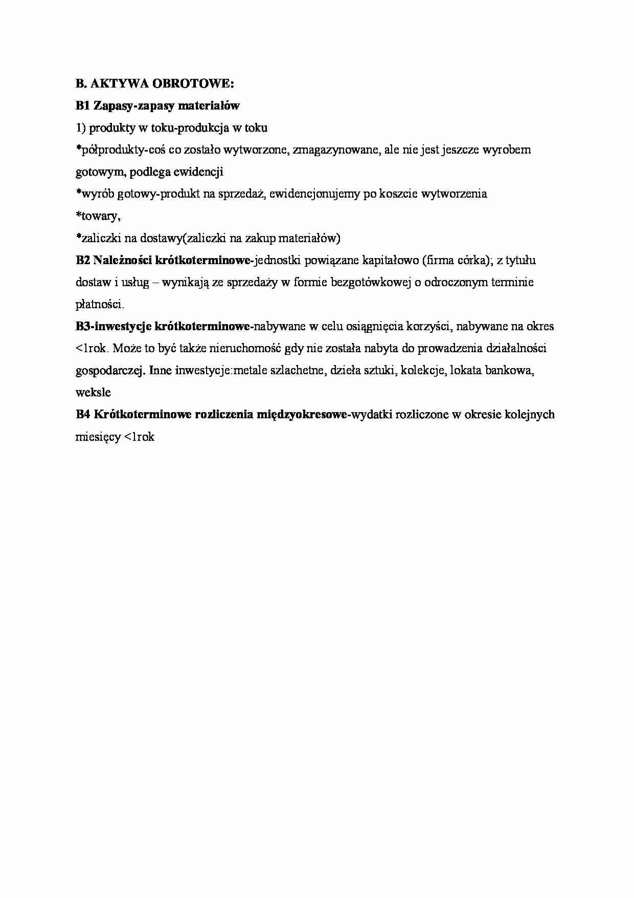 Aktywa obrotowe  - Zapasy - strona 1