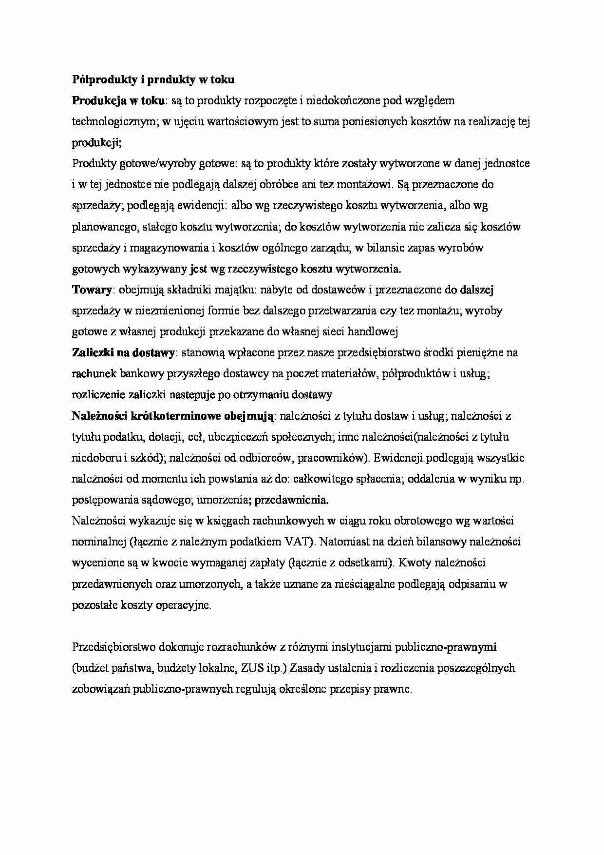 Półprodukty i produkty w toku - strona 1
