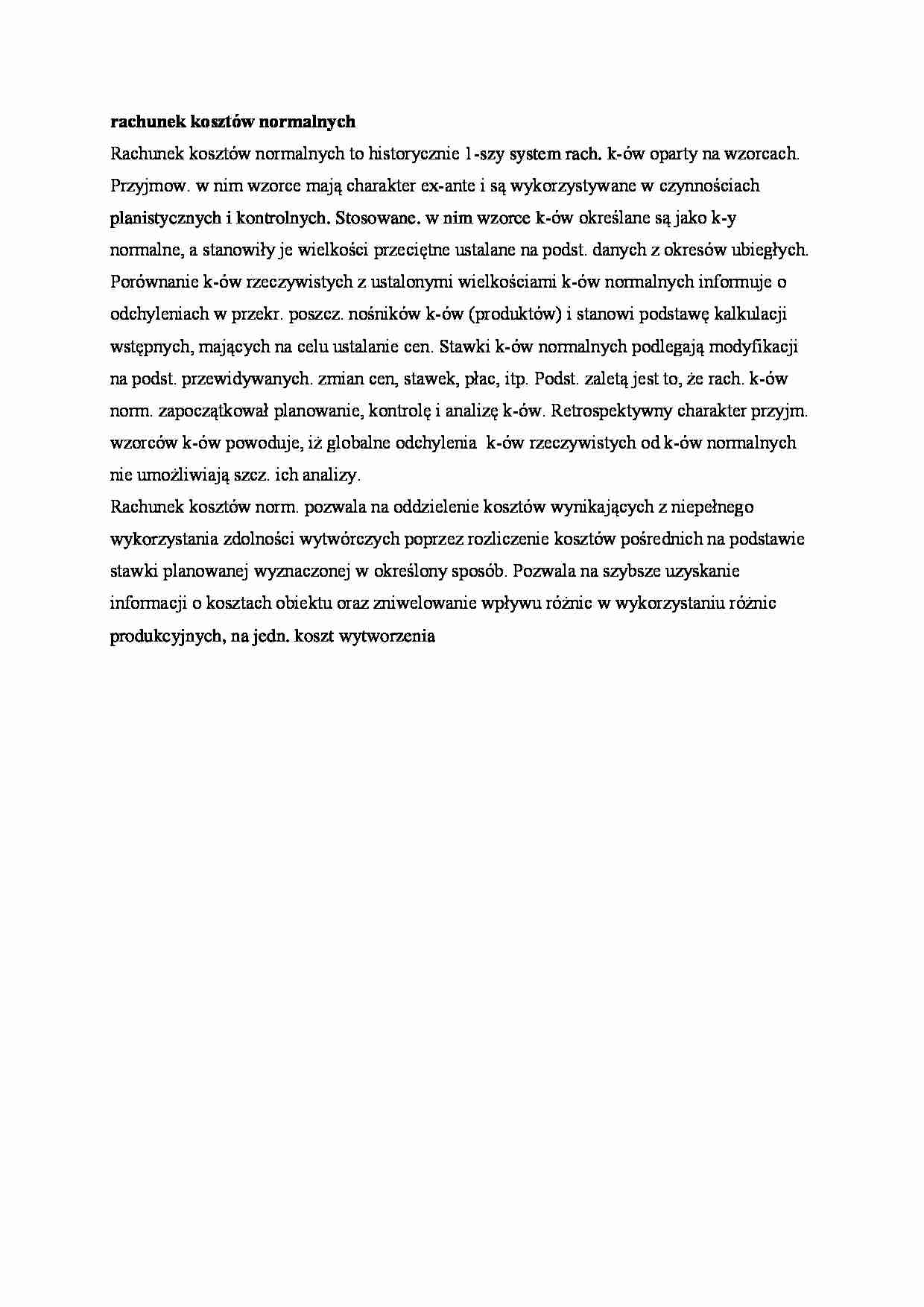 Rachunek kosztów normalnych - strona 1