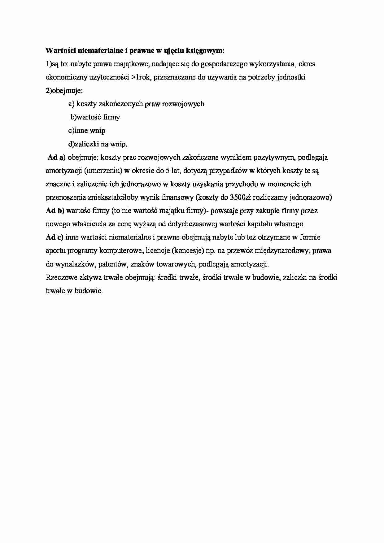 Wartości niematerialne i prawne w ujęciu księgowym - strona 1