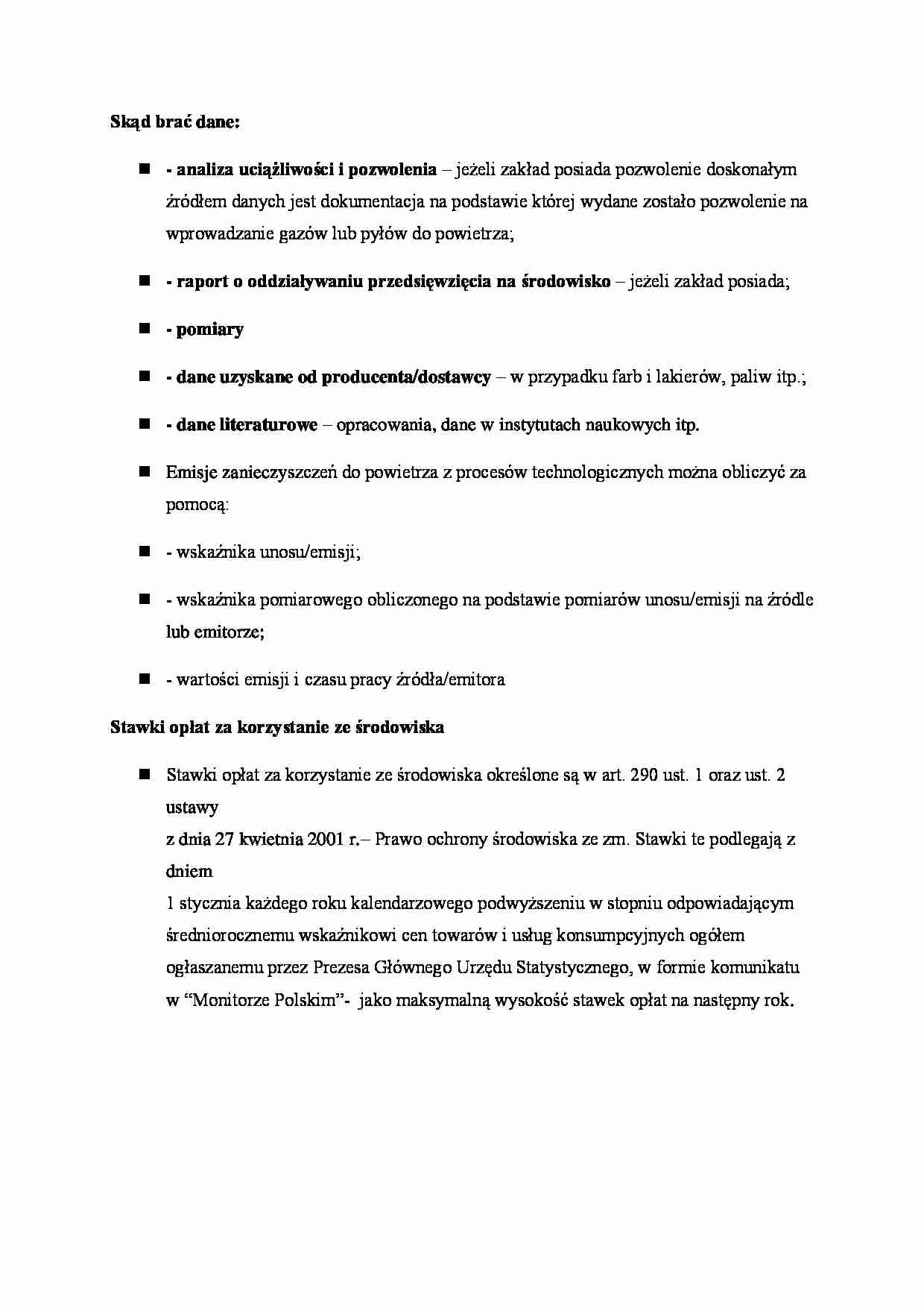 Źródła danych dotyczących opłat za korzystanie ze środowiska - strona 1