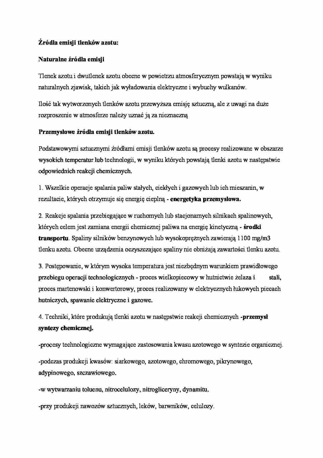 Źródła emisji tlenków azotu - strona 1