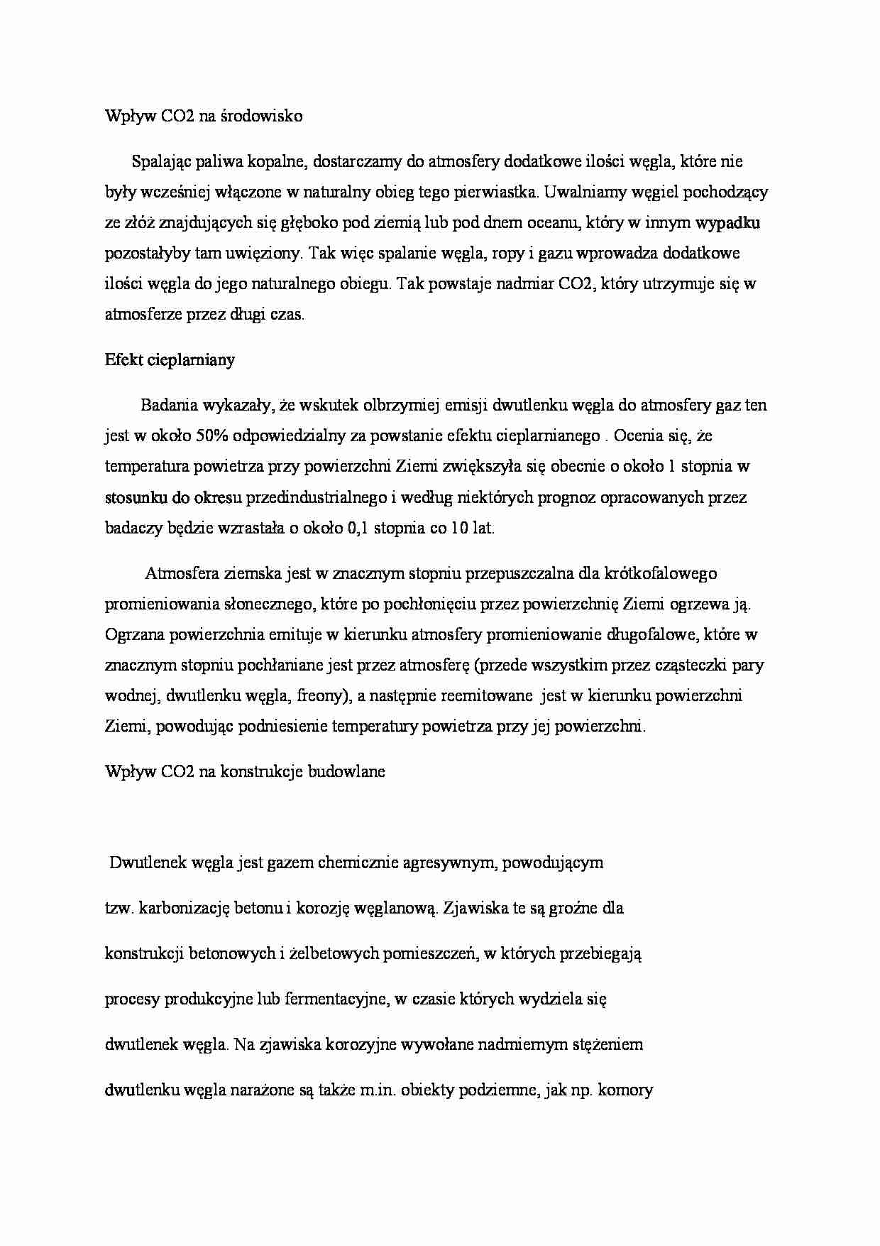 Wpływ CO2 na środowisko - strona 1