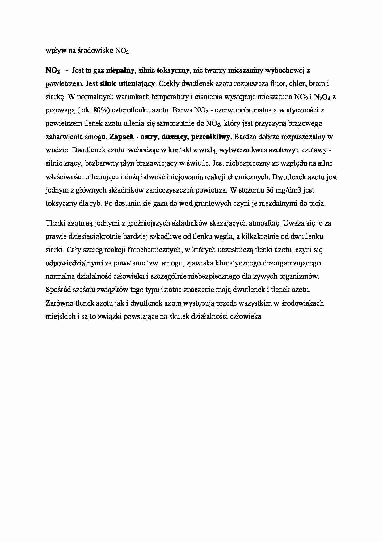 Wpłyyw na środowisko NO2 - strona 1