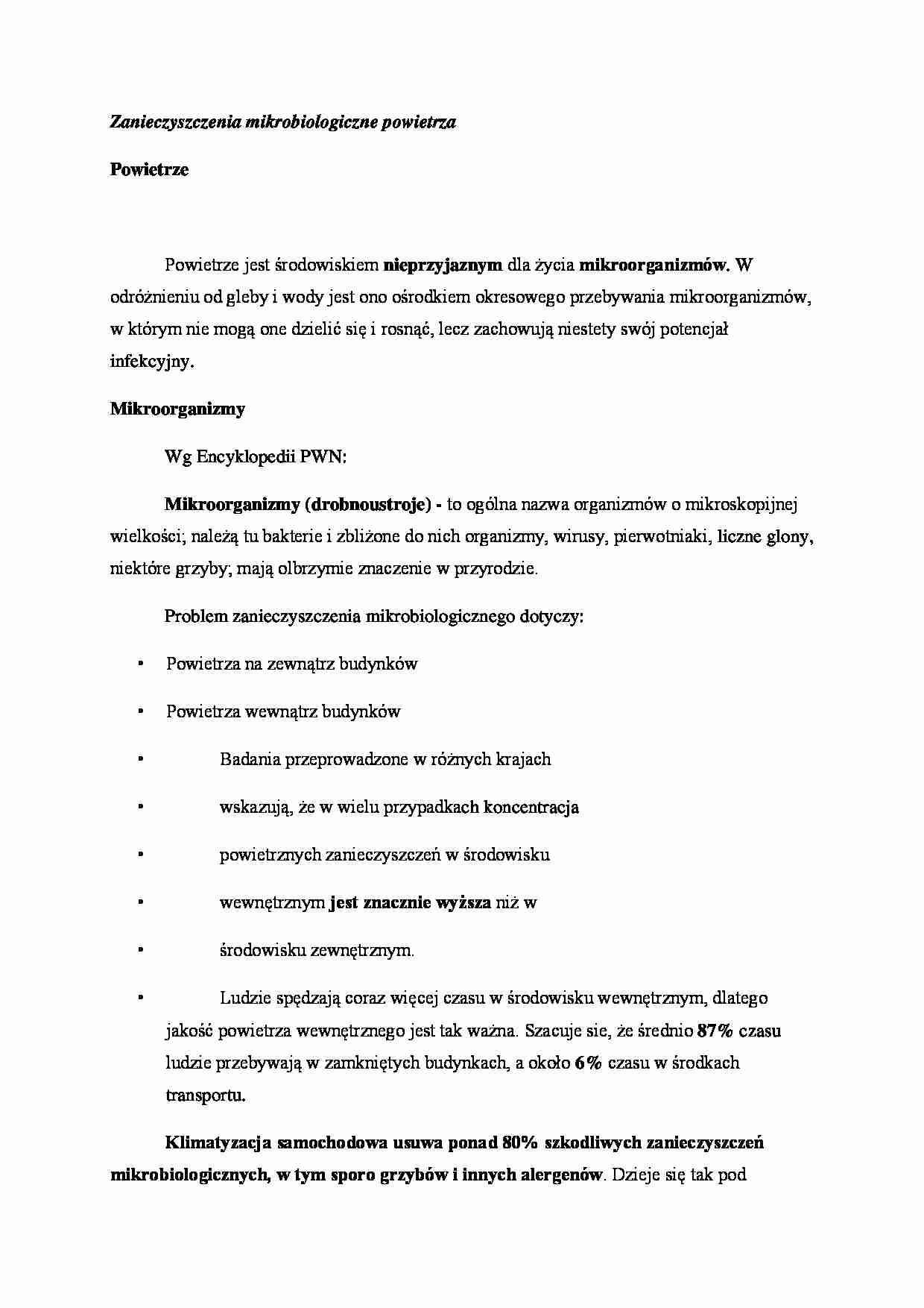 Zanieczyszczenia mikrobiologiczne powietrza - strona 1