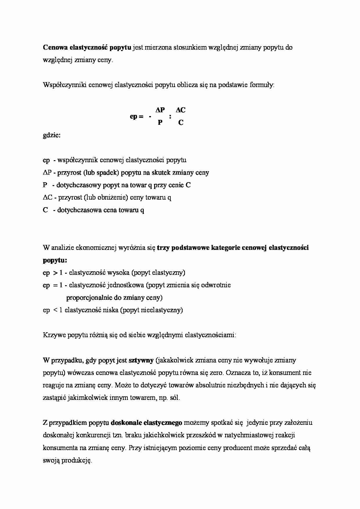 Cenowa elastyczność popytu - Elastyczność popytu - strona 1