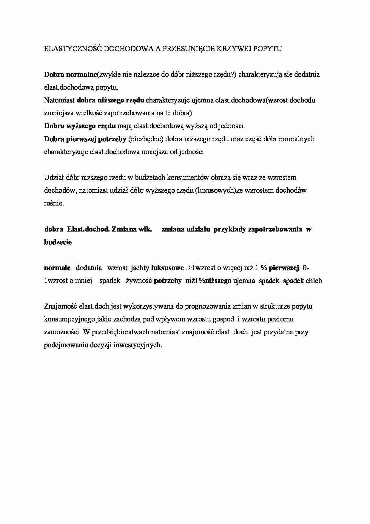 Elastyczność dochodowa a przesunięcie krzywej popytu - strona 1