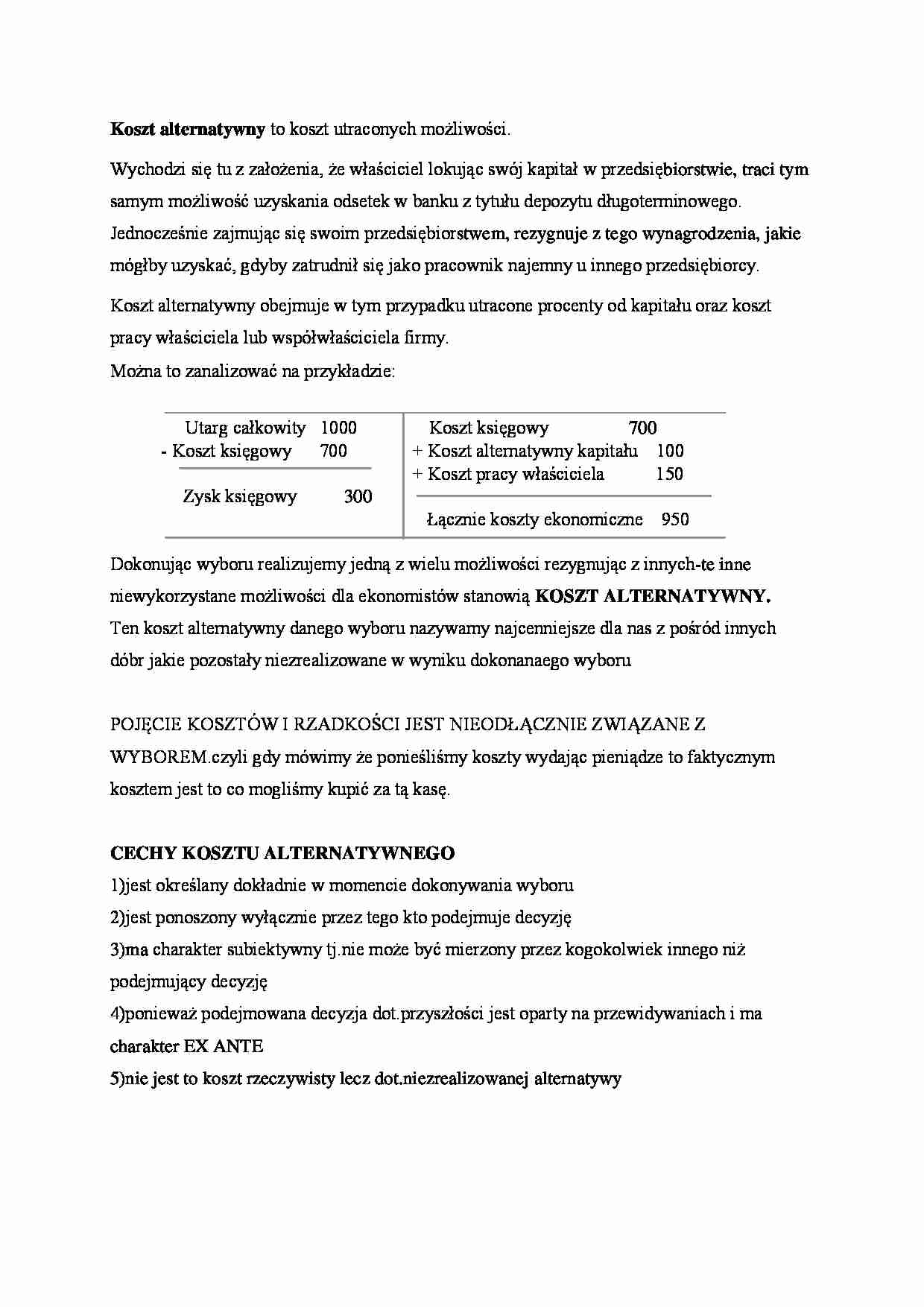 Koszt alternatywny - strona 1