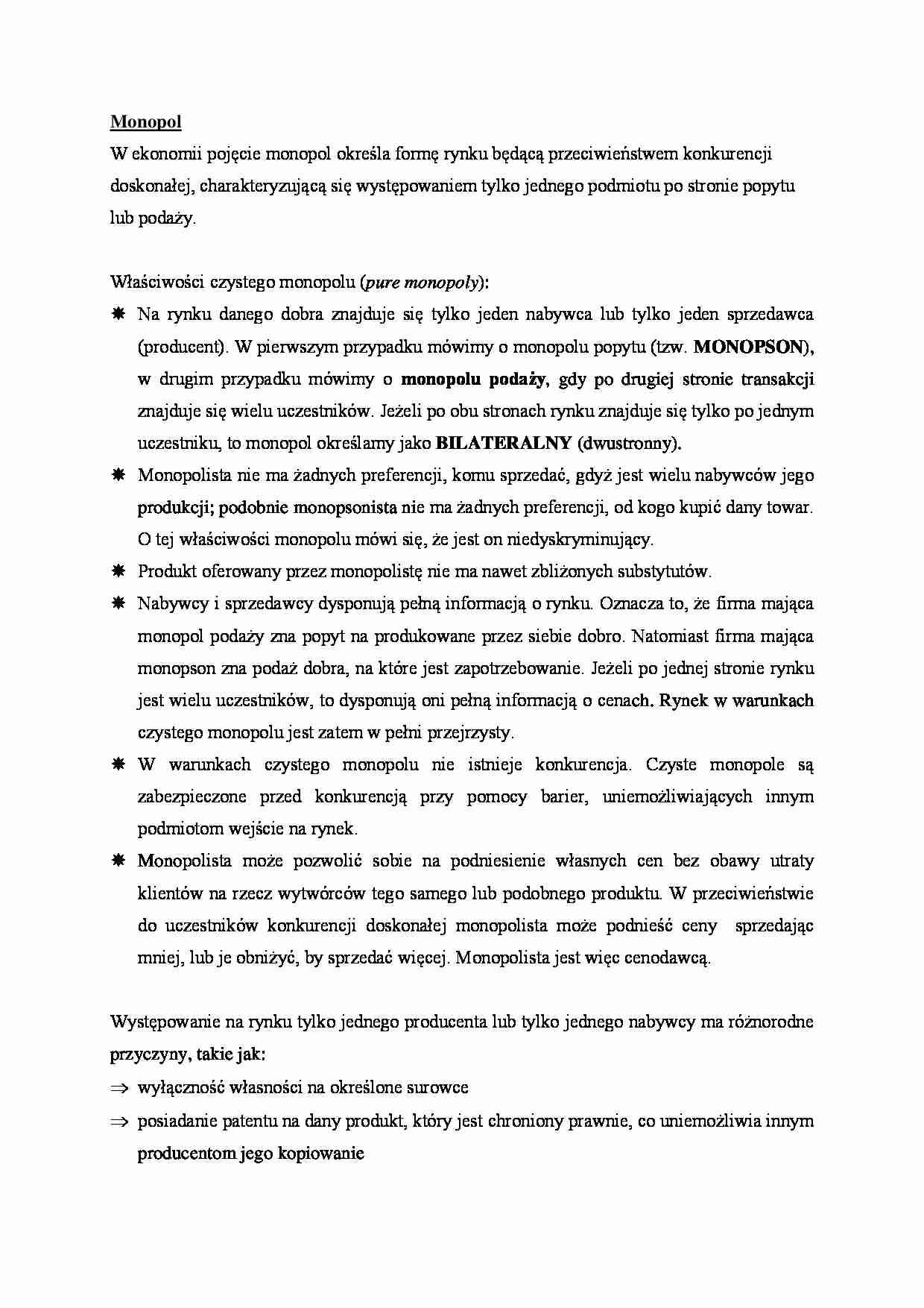 Monopol - monopson - strona 1