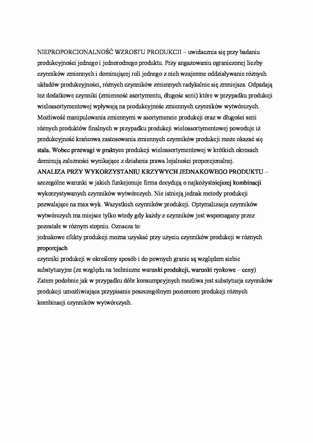 Nieproporcjonalność wzrostu produkcji - strona 1