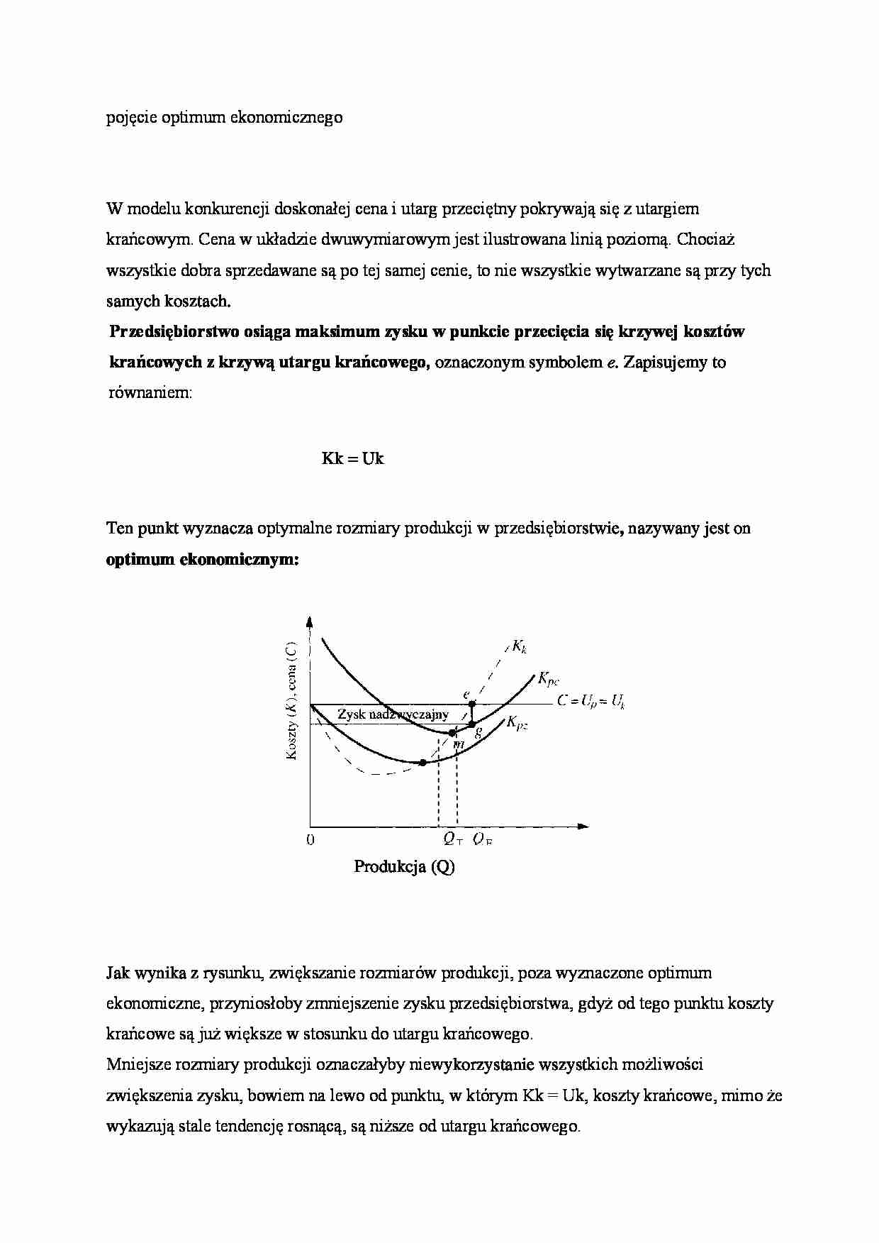 Pojęcie optimum ekonomicznego - strona 1