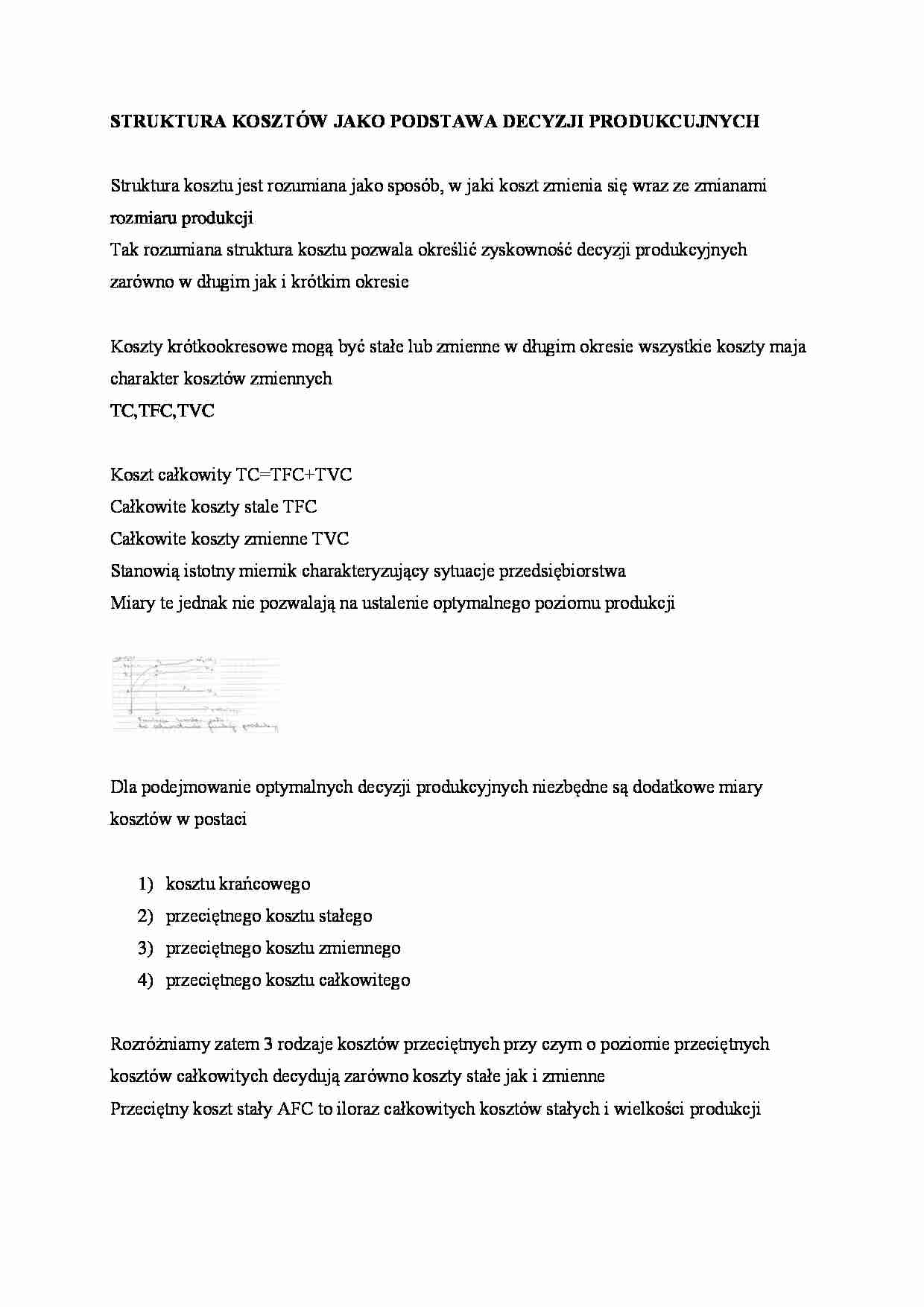 Struktura kosztów jako podstawa decyzji produkcyjnych - strona 1