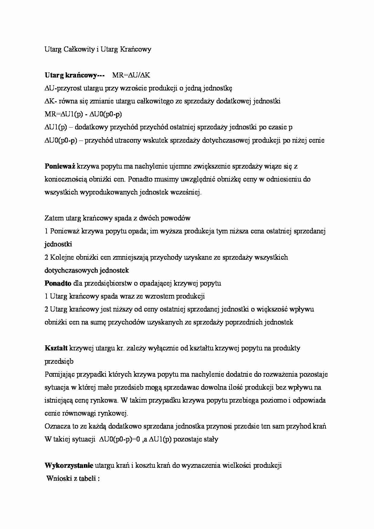 Utarg Całkowity i Utarg Krańcowy - strona 1