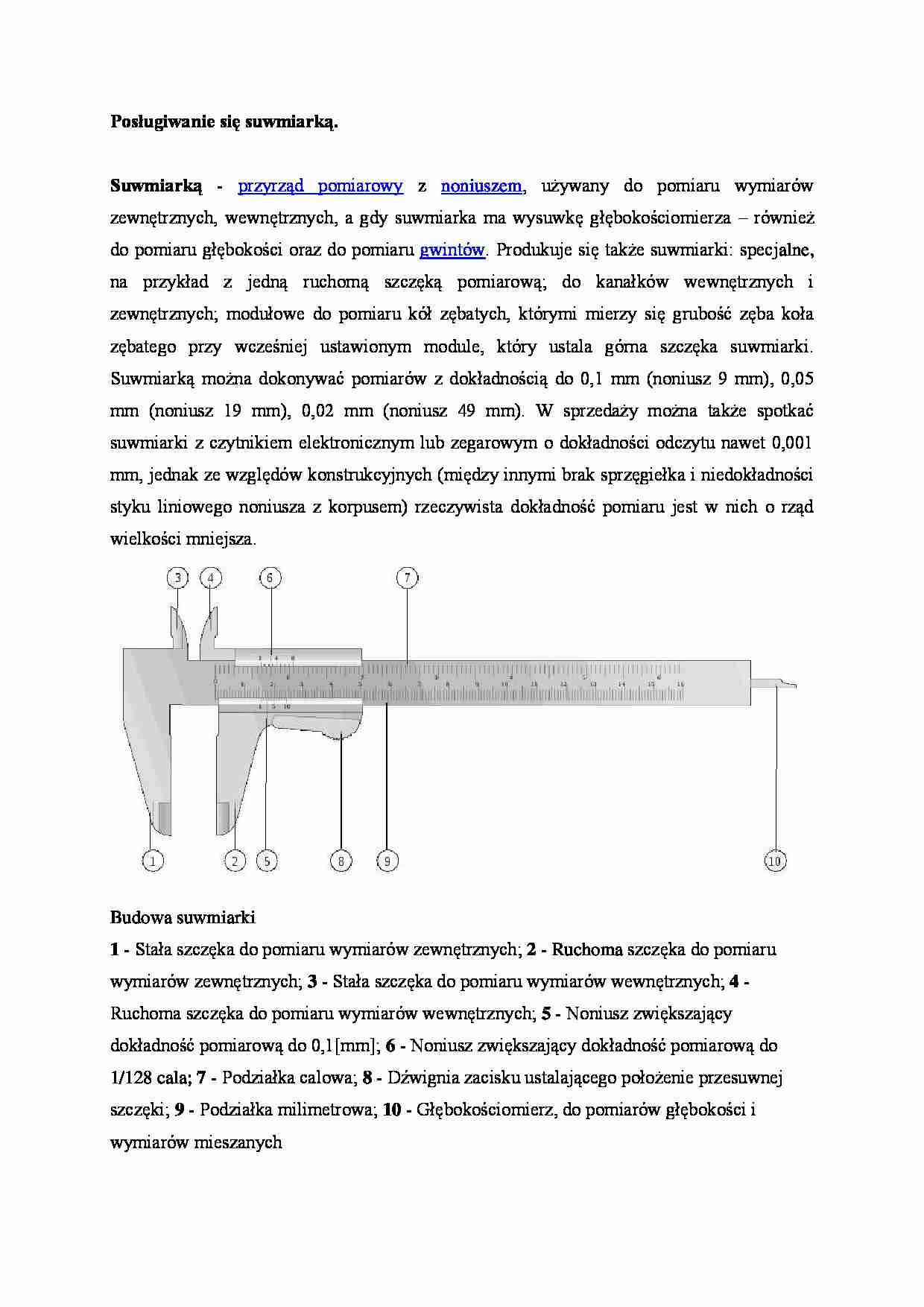 Posługiwanie się suwmiarką - strona 1