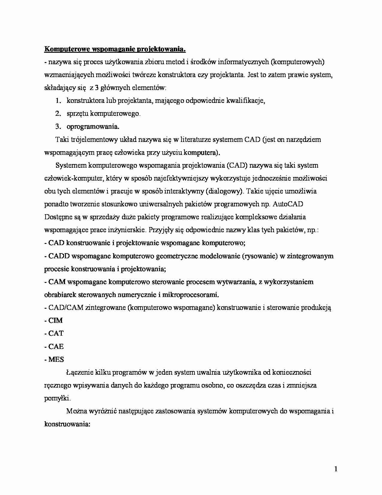 Komputerowe wspomaganie projektowania - strona 1