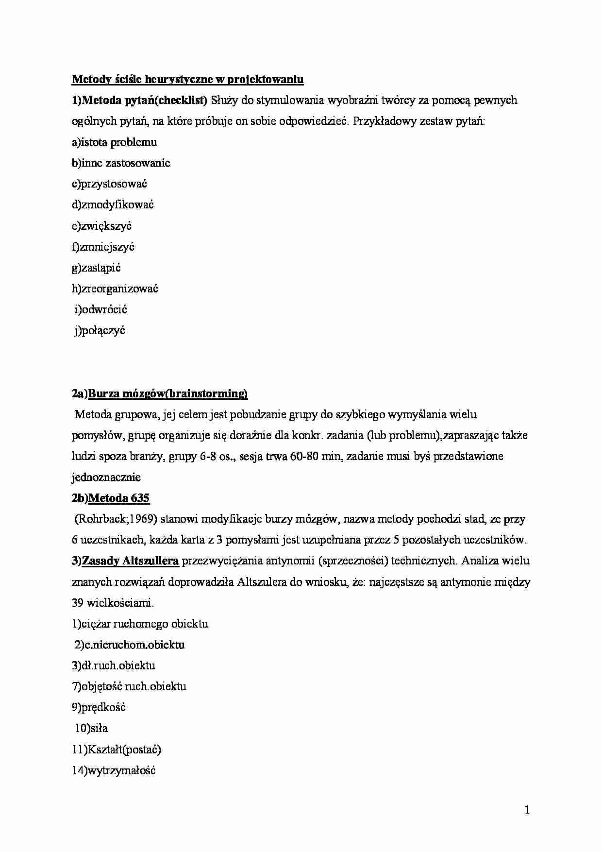 Metody ściśle heurystyczne w projektowaniu - strona 1