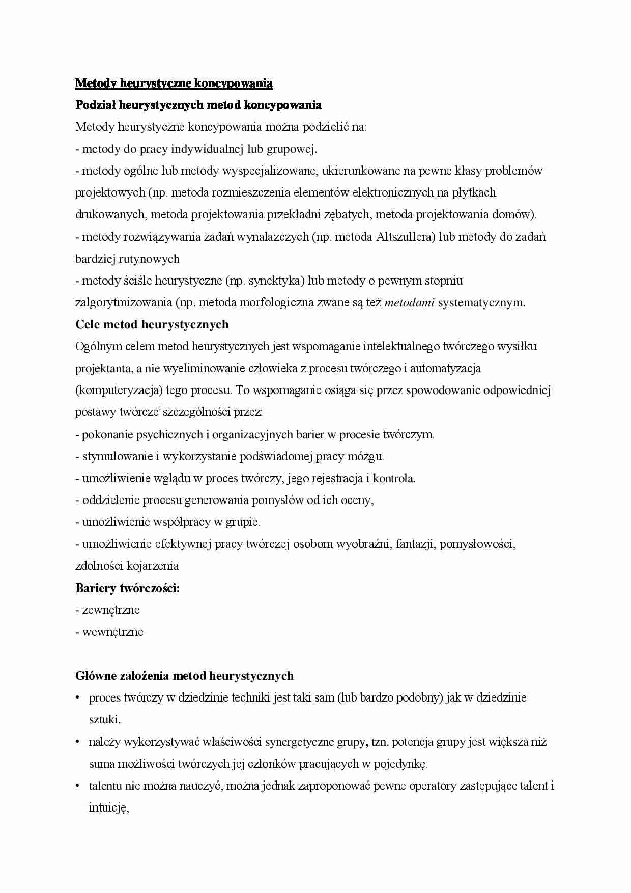 Metody heurystyczne koncypowania - strona 1