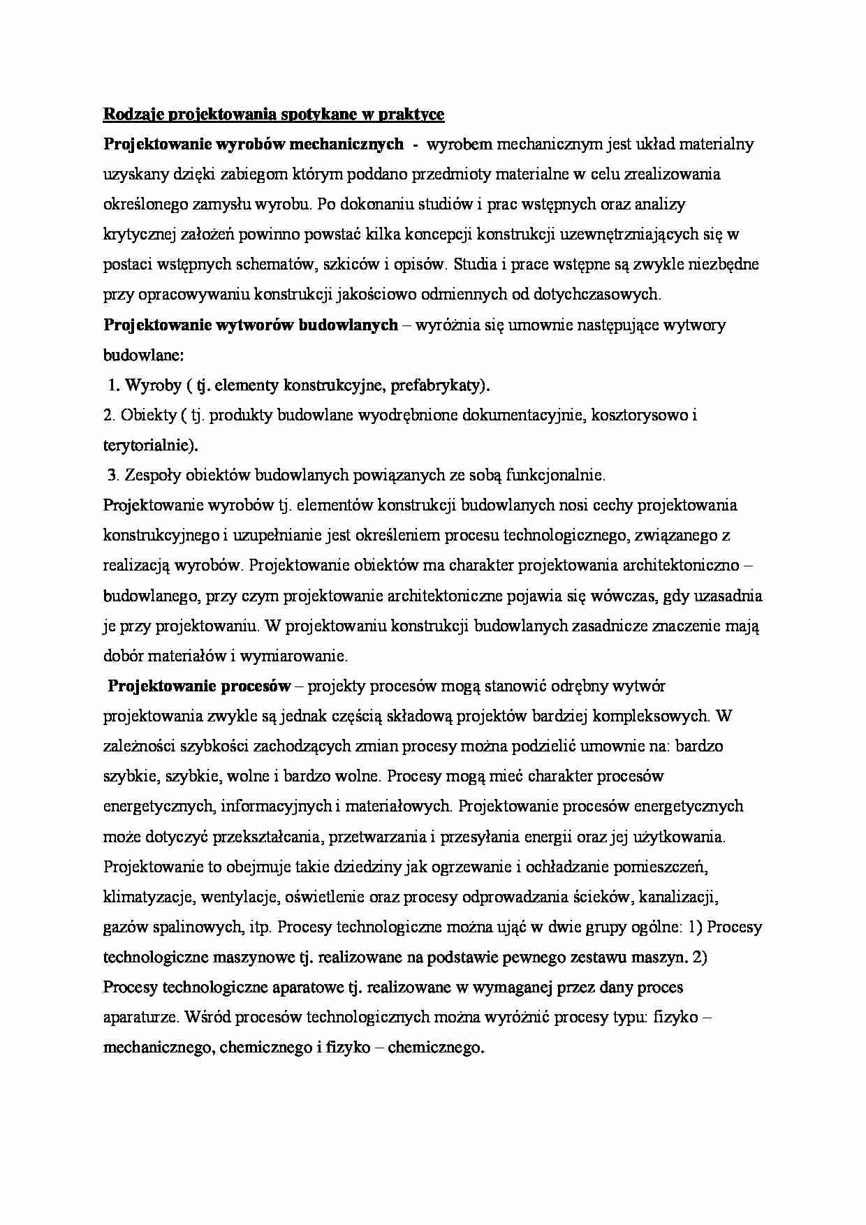 Rodzaje projektowania spotykane w praktyce - strona 1