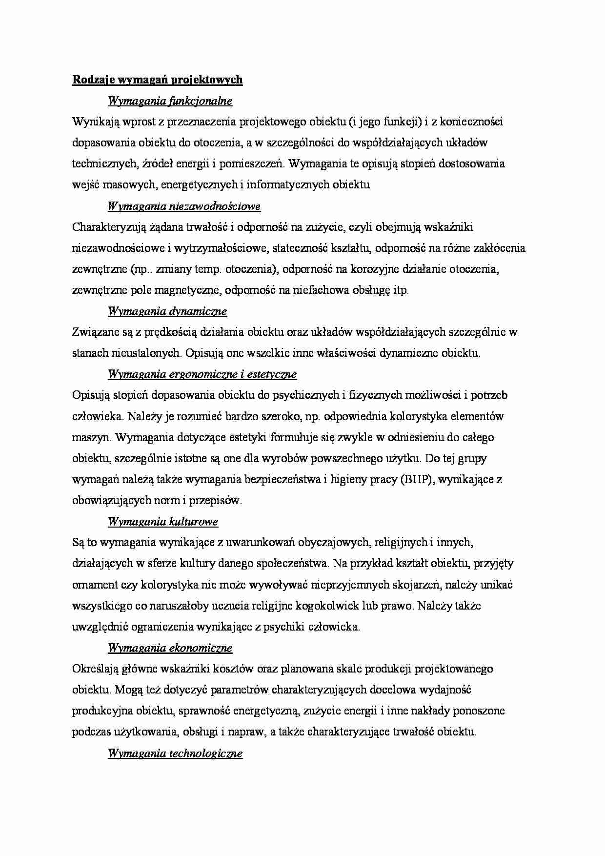 Rodzaje wymagań projektowych - strona 1