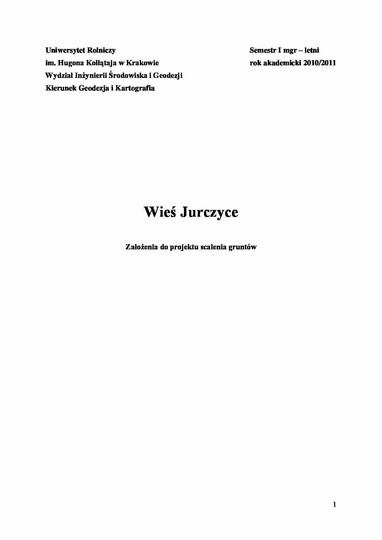 Założenia do projektu scalenia obrębu Jurczyce - strona 1