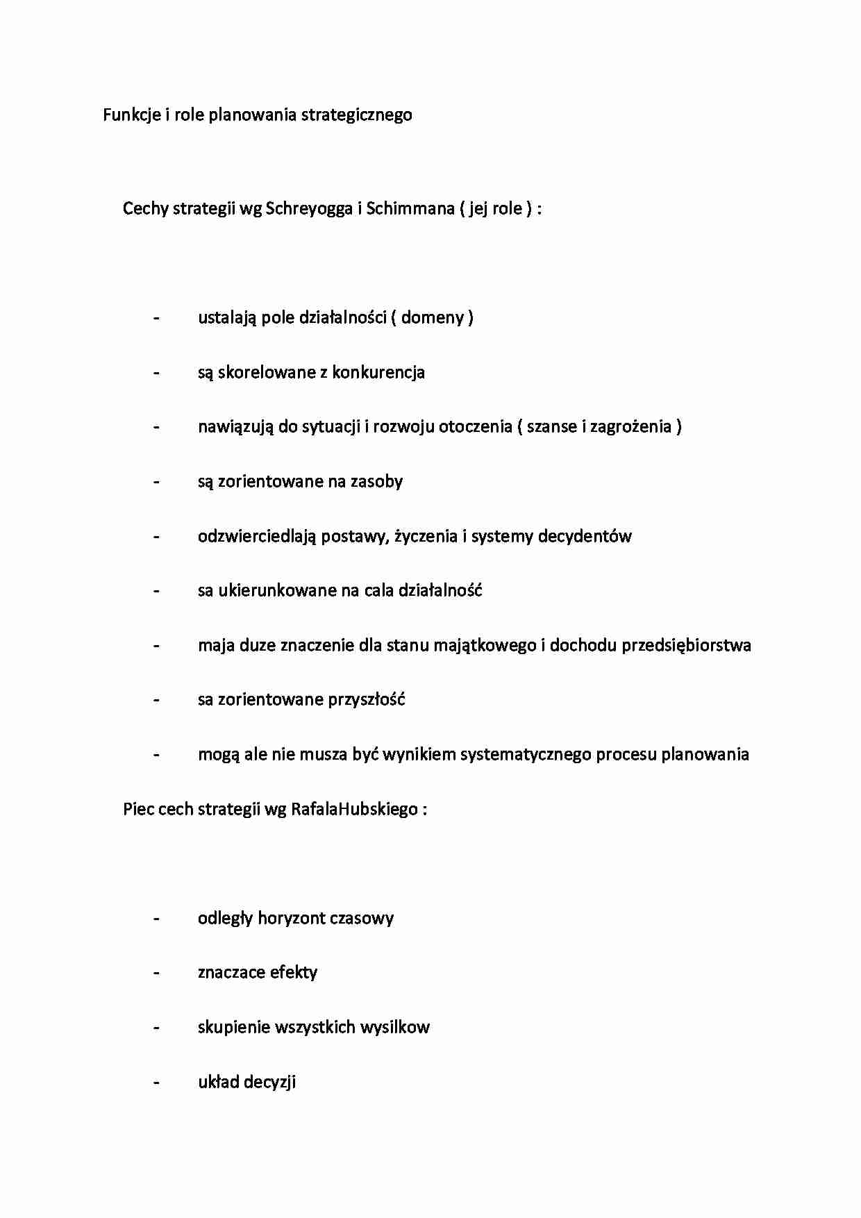 Funkcje i role planowania strategicznego - strona 1