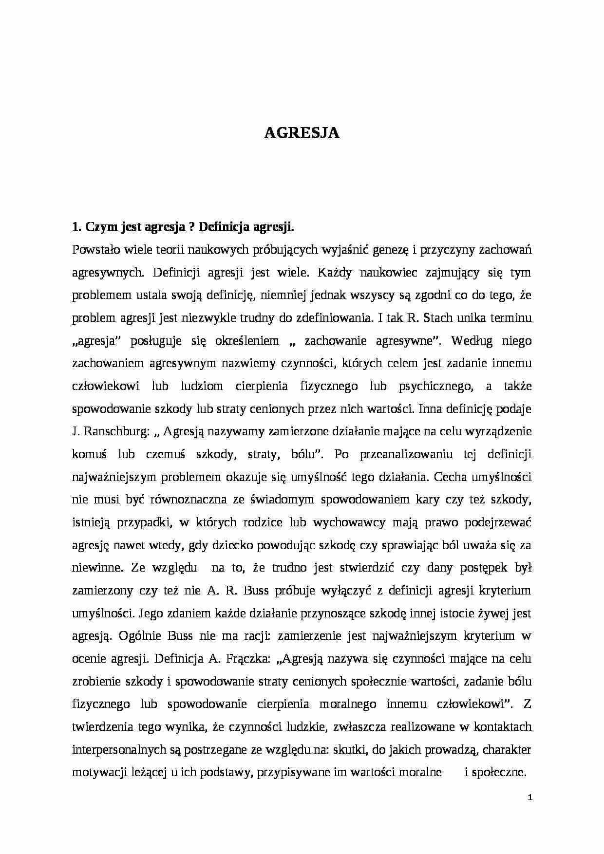 Agresja - Definicja - strona 1