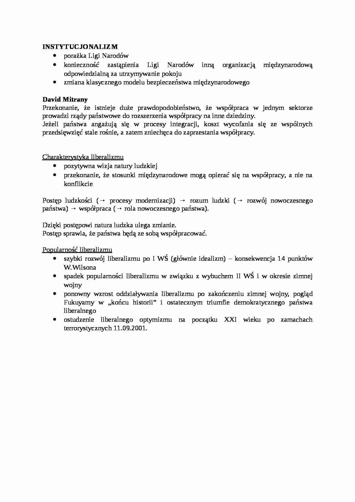 Instytucjonalizm - omówienie - strona 1