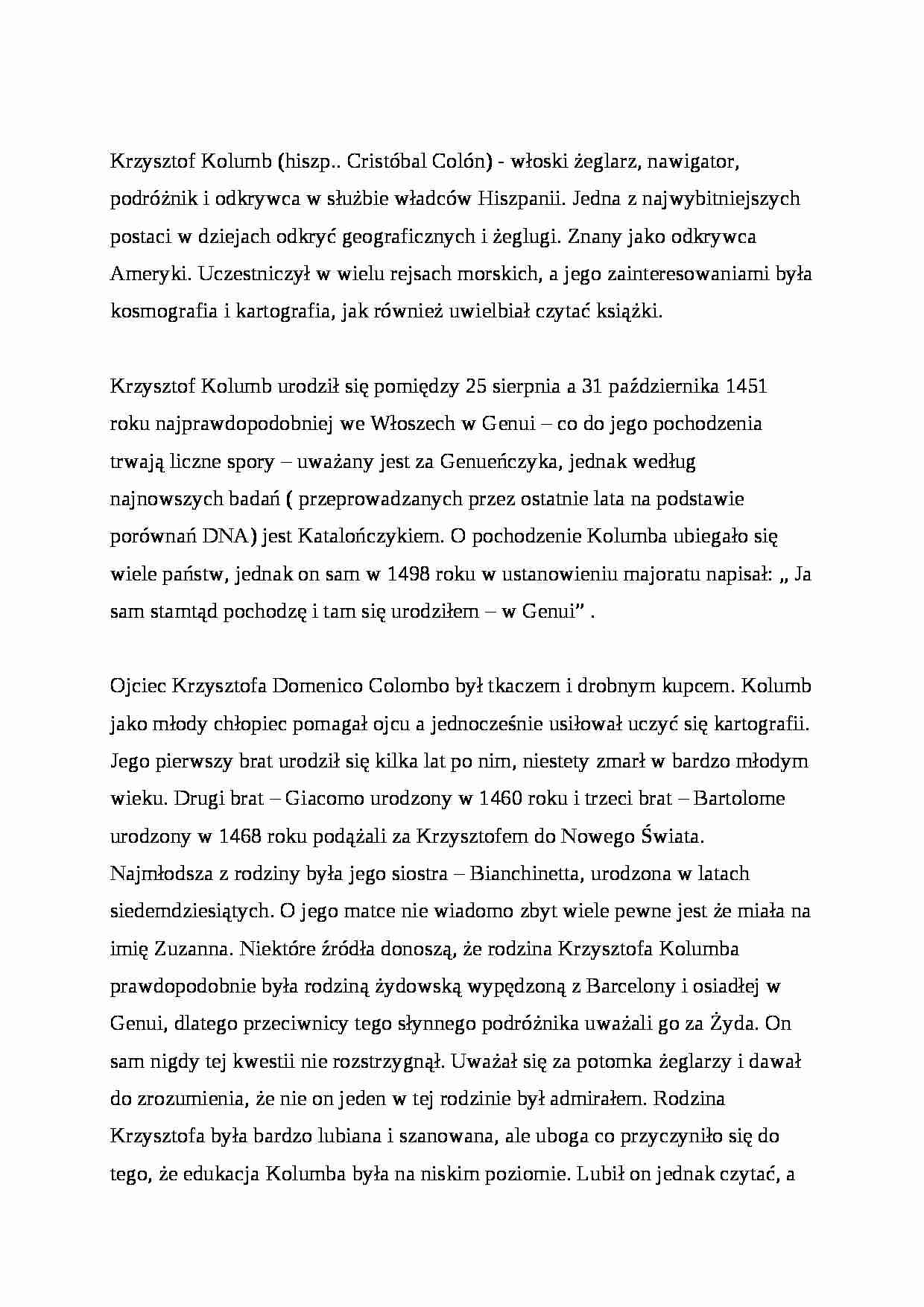 Krzysztof Kolumb referat - strona 1
