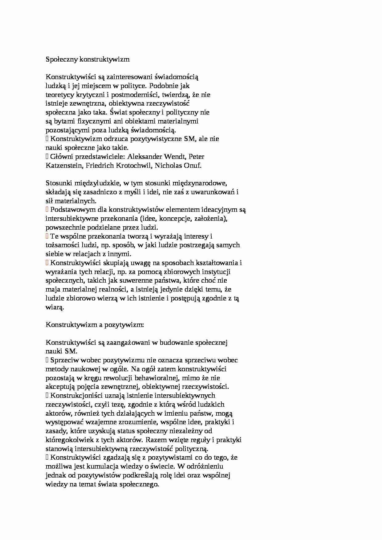 Społeczny konstruktywizm - omówienie - strona 1