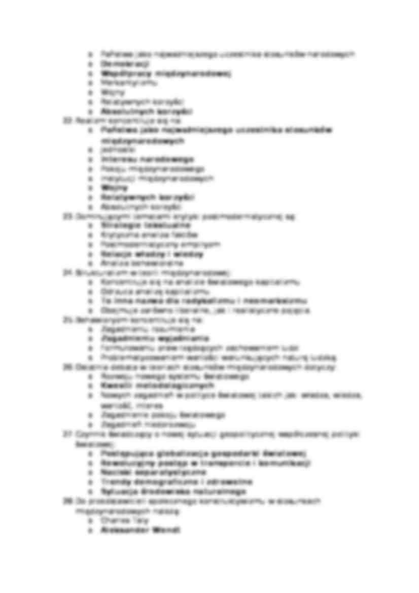 Teoria stosunków międzynarodowych - Test - strona 3